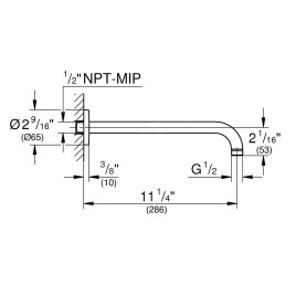 Grohe Rainshower - Bras de douche, longueur 286 mm, nickel brossé 28577EN0