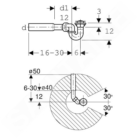 Geberit Accessoires - Garniture de vidage de douche d52, coude de raccordement 150.058.00.1