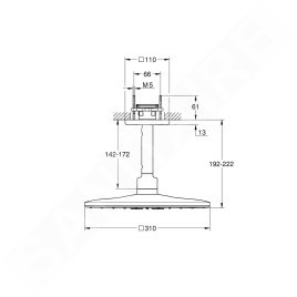 Grohe Rainshower SmartActive Cube - douche de tête 310, bras de douche 142 mm, 2 jets, Hard Graphite 26481A00