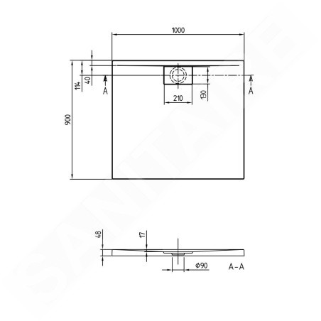 Villeroy & Boch Architectura MetalRim - Receveur de douche, 900x1000 mm, blanc alpin UDA1090ARA248V-01