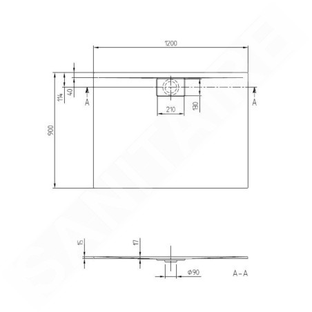 Villeroy & Boch Architectura MetalRim - Receveur de douche, 900x1200 mm, anthracite UDA1290ARA215V-1S