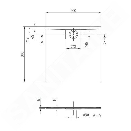 Villeroy & Boch Architectura MetalRim - Receveur de douche, 800x800 mm, anthracite UDA8080ARA115V-1S