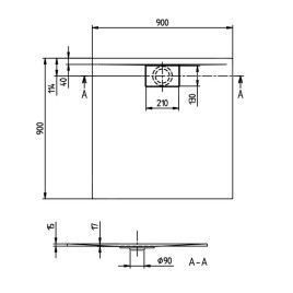 Villeroy & Boch Architectura MetalRim - Receveur de douche, 900x900 mm, Stone White UDA9090ARA115V-RW