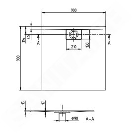 Villeroy & Boch Architectura MetalRim - Receveur de douche, 900x900 mm, anthracite UDA9090ARA115V-1S