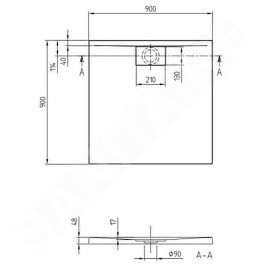 Villeroy & Boch Architectura MetalRim - Receveur de douche, 900x900 mm, anthracite UDA9090ARA148V-1S