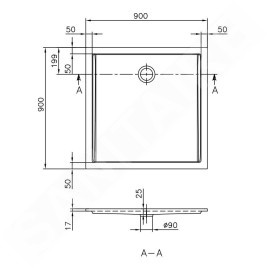 Villeroy & Boch Futurion Flat - Receveur de douche, 900x900 mm, Quaryl, blanc alpin UDQ0900FFL1V-01