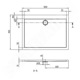 Villeroy & Boch Subway - Receveur de douche, 900x1200 mm, blanc alpin UDA1293SUB2V-01