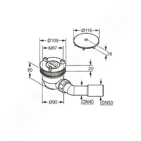 Kludi Siphons - Garniture de vidage pour receveur Tasso, chrome/plastique 2109805-00