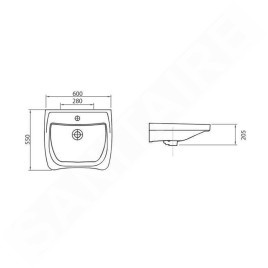 Sapho Disabled - Lavabo 600x550 mm, pour personne à mobilité réduite, avec 1 trou, blanc 5160