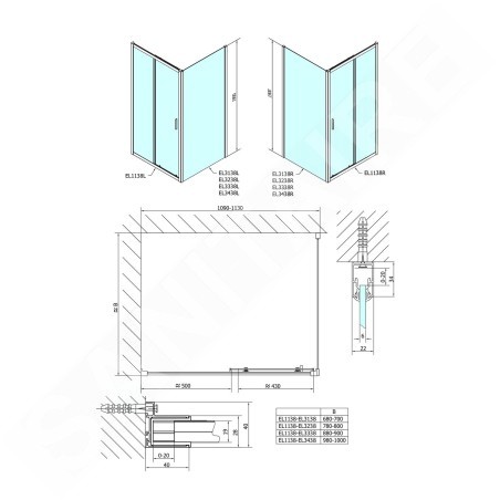 Polysan Easy Line - Porte de douche coulissante 1100 mm, verre Brick EL1138