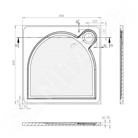 Gelco Receveurs - Receveur de douche Larca, 800x800 mm, marbre coulé, blanc PL008