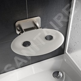 Ravak Ovo P II - Siège de douche Opal, 410x350 mm, inox/blanc translucide B8F0000049