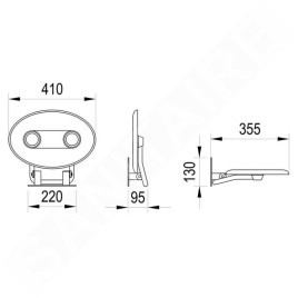 Ravak Ovo P II - Siège de douche Opal, 410x350 mm, inox/blanc translucide B8F0000049
