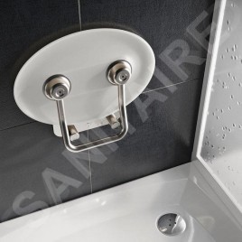 Ravak Ovo P II - Siège de douche Opal, 410x350 mm, inox/blanc translucide B8F0000049