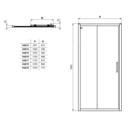 Ideal Standard Connect 2 - Porte de douche coulissante, 2 pièces, 1.050 mm, silver bright/verre clair K9274EO