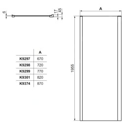 Ideal Standard Connect 2 - Paroi latérale fixe 850 mm, silver bright/verre clair K9301EO