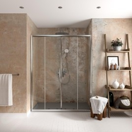Ideal Standard Connect 2 - Porte de douche coulissante, 4 pièces, 1.500 mm, silver bright/verre clair K9281EO