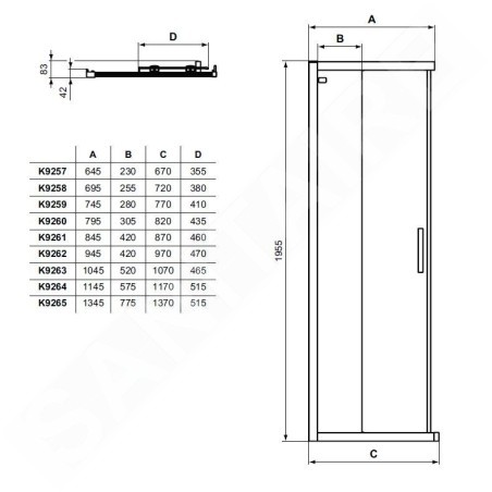 Ideal Standard Connect 2 - Porte de douche coulissante, 2 pièces, 1.000 mm, silver bright/verre clair K9262EO