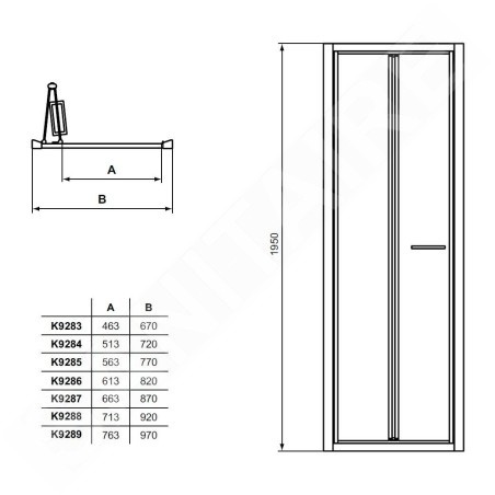 Ideal Standard Connect 2 - Porte de douche pliante 900 mm, silver bright/verre clair K9287EO