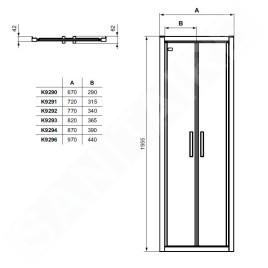 Ideal Standard Connect 2 - Porte de douche 800 mm, silver bright/verre clair K9292EO