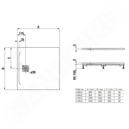 Laufen Pro - Receveur de douche, 800x800 mm, anthracite H2109500780001