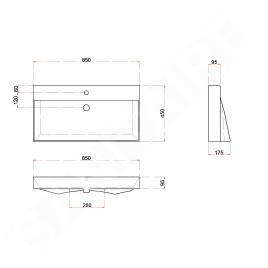 Sapho Kare - Meuble-lavabo Kare 850x460 mm, avec un trou pour robinet, blanc 17085