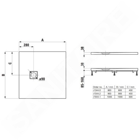 Laufen Solutions - Receveur de douche 800x800 mm, blanc H2134400000001