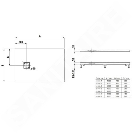 Laufen Solutions - Receveur de douche 1000x800 mm, blanc H2134420000001