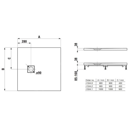 Laufen Solutions - Receveur de douche 1000x1000 mm, blanc H2164410000001