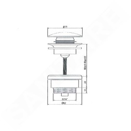 Sapho Accessoires - Bonde refermable pour lavabo sans trop-plein, bouchon en céramique, blanc WEH060