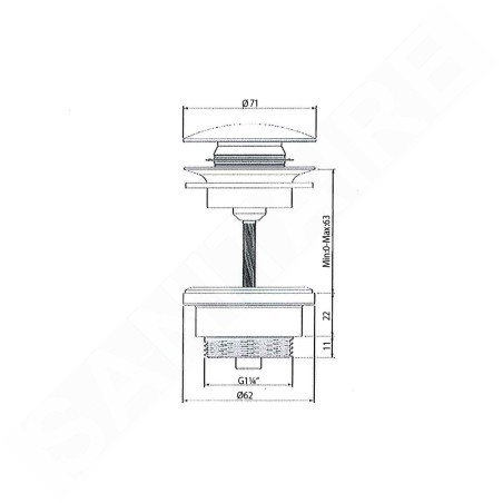 Sapho Accessoires - Bonde refermable pour lavabo sans trop-plein, bouchon en céramique, blanc WEH060
