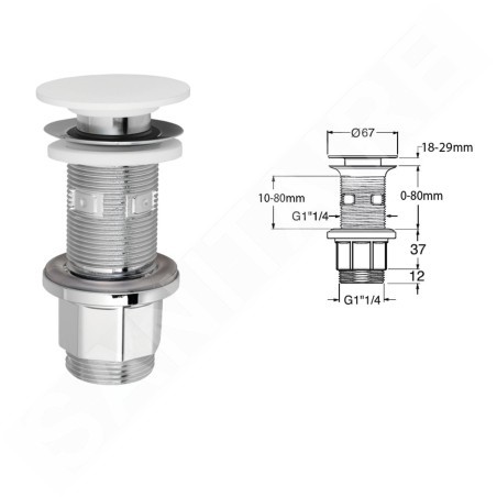 Sapho Accessoires Silfa - Bec de lavabo refermable, bonde Rockstone, blanc mat WA03451