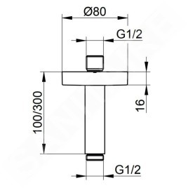 Keuco Elegance - Bras de douche au plafond, longueur 300 mm, inox 51689070300