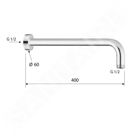 Sapho Douches - Bras de douche, longueur 400 mm, or BR517
