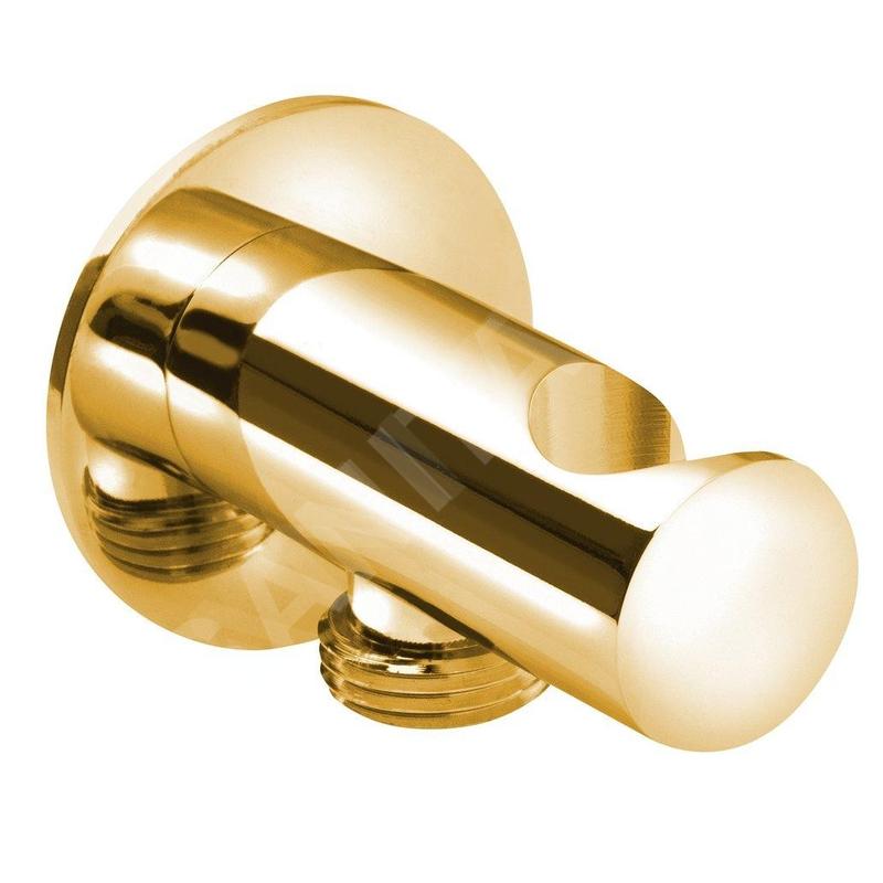 Sapho Douches - Coude de raccordement avec support, ronde, or SG203OR