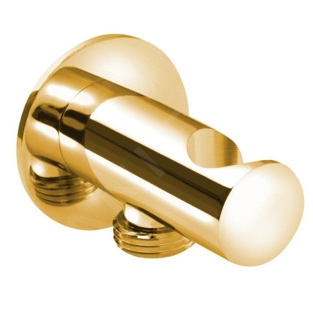 Sapho Douches - Coude de raccordement avec support, ronde, or SG203OR