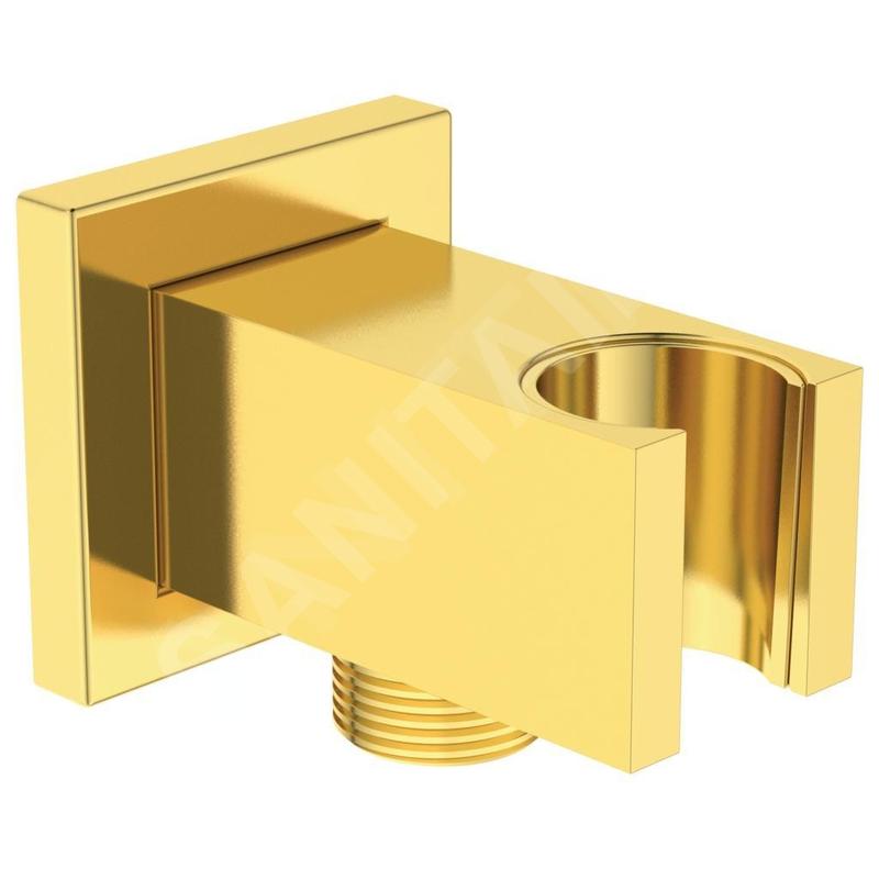 Ideal Standard Idealrain Atelier - Coude mural avec support, Brushed Gold BC771A2