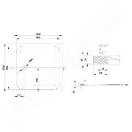 Bette Ultra - Receveur de douche 1000x1000 mm, avec support, blanc 5940-000T1