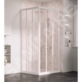 Ravak Supernova - Porte de douche en trois parties ASDP3-80, 770-810 mm, blanc/verre clair 00V401R2Z1
