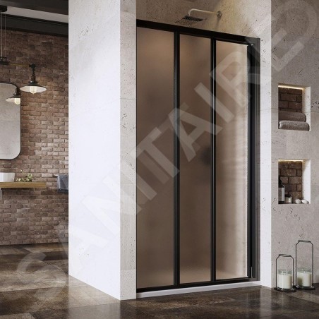 Ravak Supernova - Porte de douche en trois parties ASDP3-80, 770-810 mm, noir/verre Grape 00V403R2ZG