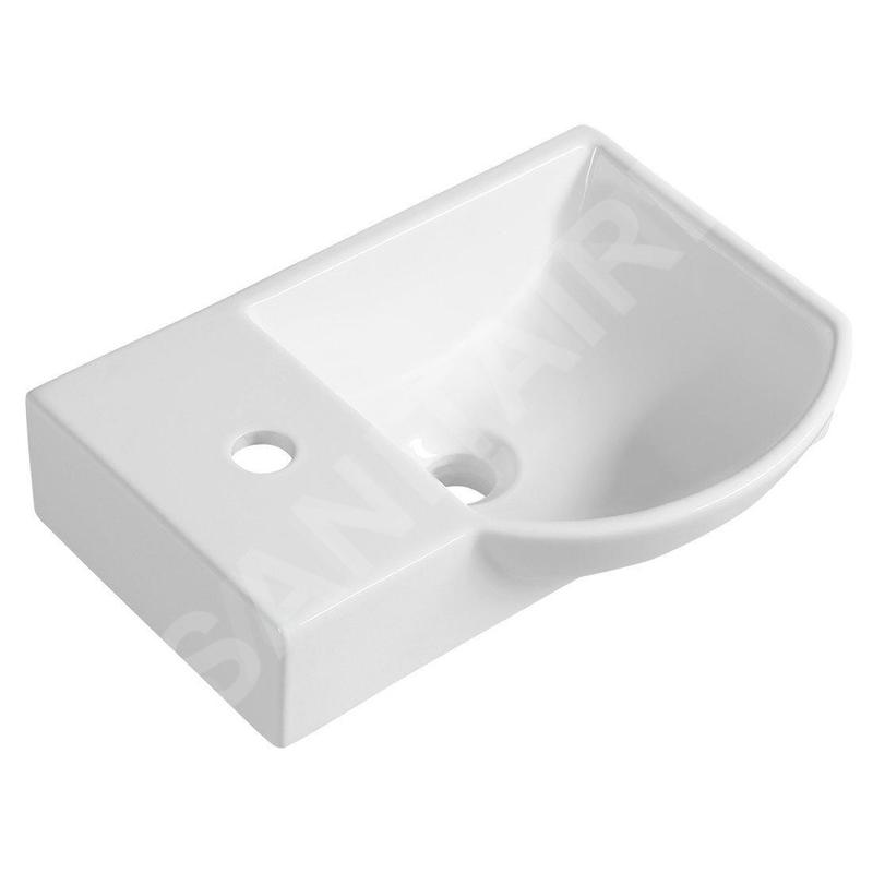 Sapho Small - Lave-mains Litos 450x320 mm, avec un trou pour mitigeur à gauche, avec trop-plein, blanc 4779