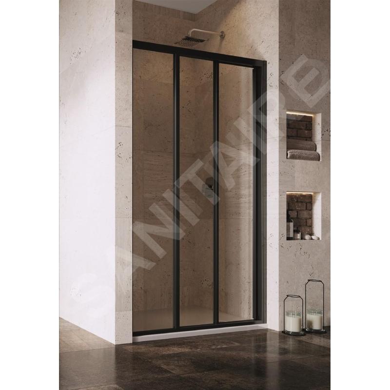 Ravak Supernova - Porte de douche en trois parties ASDP3-90, 870-910 mm, noir/verre clair 00V703R2Z1