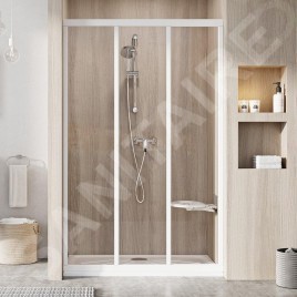 Ravak Supernova - Porte de douche en trois parties ASDP3-100, 970-1010 mm, blanc/verre clair 00VA01R2Z1