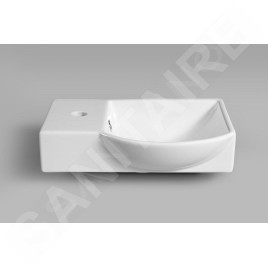 Sapho Small - Lave-mains Litos 450x320 mm, avec un trou pour mitigeur à gauche, avec trop-plein, blanc 4779