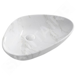 Sapho Dalma - Vasque à poser, 585x390 mm, sans trou pour robinetterie, sans trop-plein, Carrare MM217