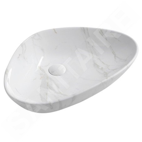 Sapho Dalma - Vasque à poser, 585x390 mm, sans trou pour robinetterie, sans trop-plein, Carrare MM217