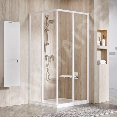 Ravak Supernova - Porte de douche SRV2-90 S, 870-890 mm, blanc/verre clair 14V701O2Z1