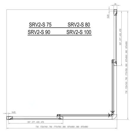 Ravak Supernova - Porte de douche SRV2-90 S, 870-890 mm, noir/verre Grape 14V703O2ZG