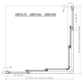 Ravak Supernova - Porte de douche ASRV3-75, 720-740 mm, satiné/Pearl 15V30UR211
