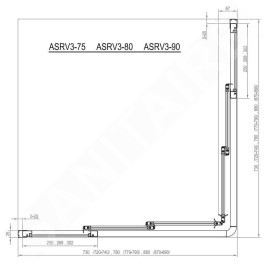 Ravak Supernova - Porte de douche ASRV3-80, 770-790 mm, blanc/Pearl 15V401R211
